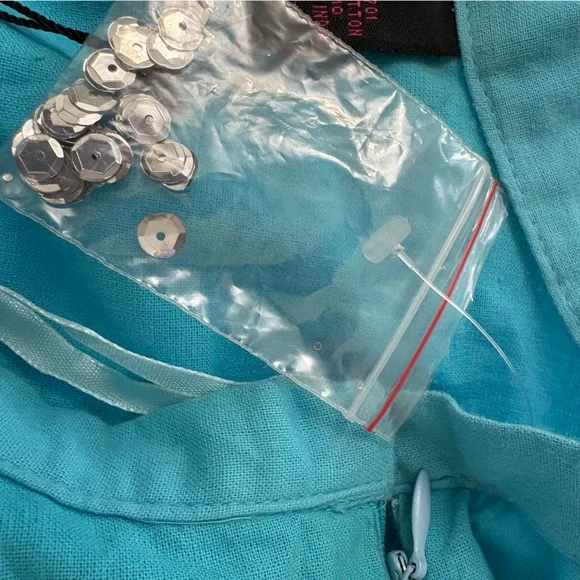 Willi Smith Turquoise A-Line Skirt with White Patterns - Picture 5 of 8